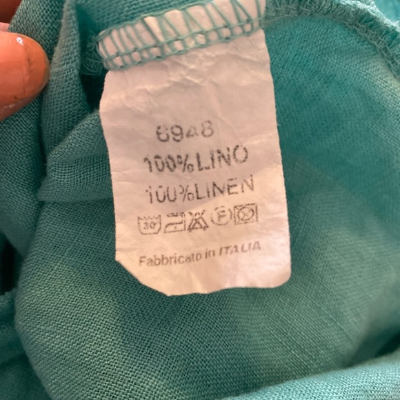 Meo Meli Teal V-Neck linen Sleeveless dress Italy made - Picture 7 of 7